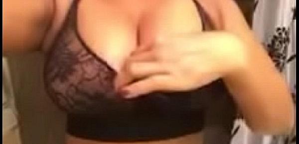 Big tits Ebony with huge areolas plays with her tits